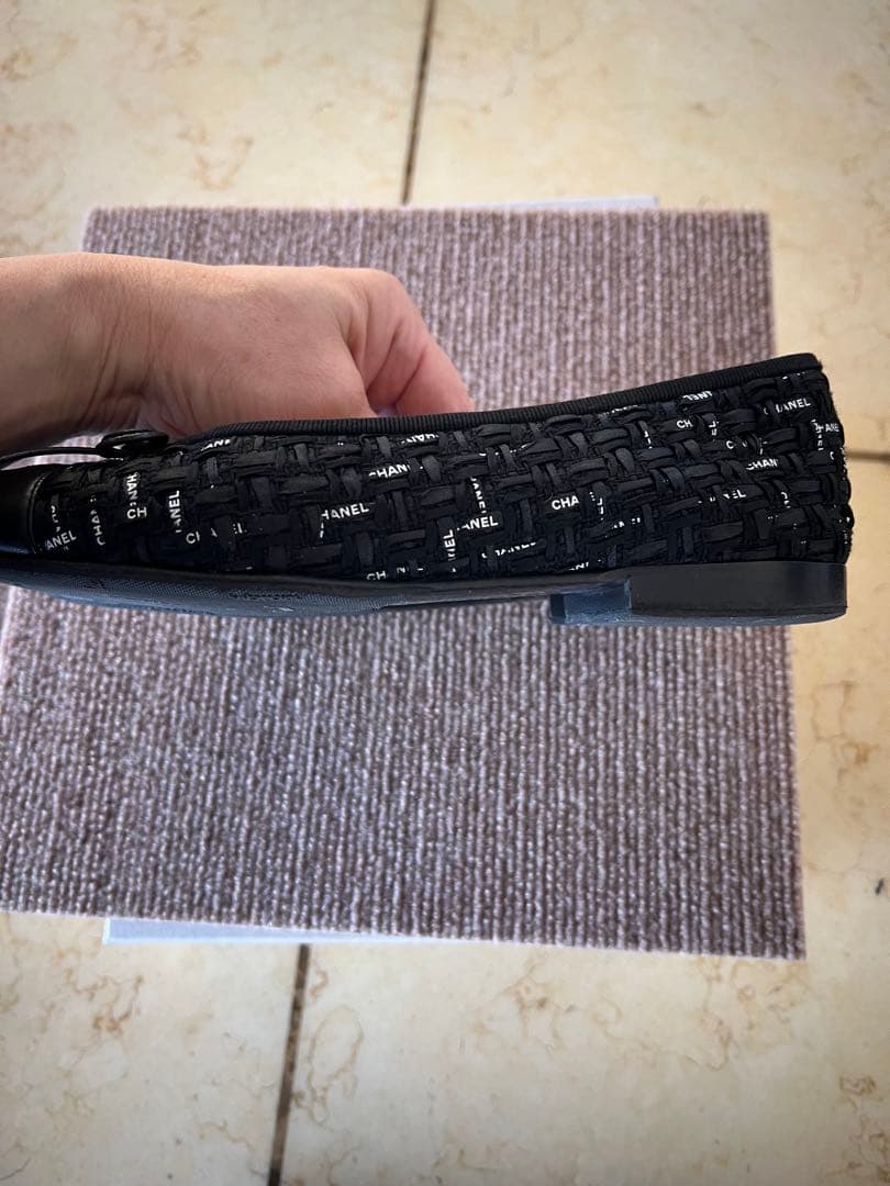 CHANEL ロゴ入りメッシュフラットシューズ