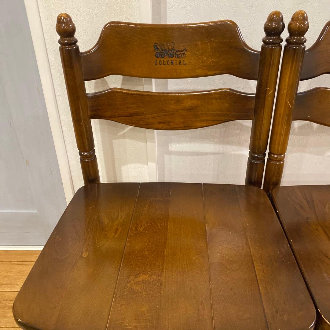 カリモク コロニアル ダイニングチェア 2脚セット 馬車刻印付き