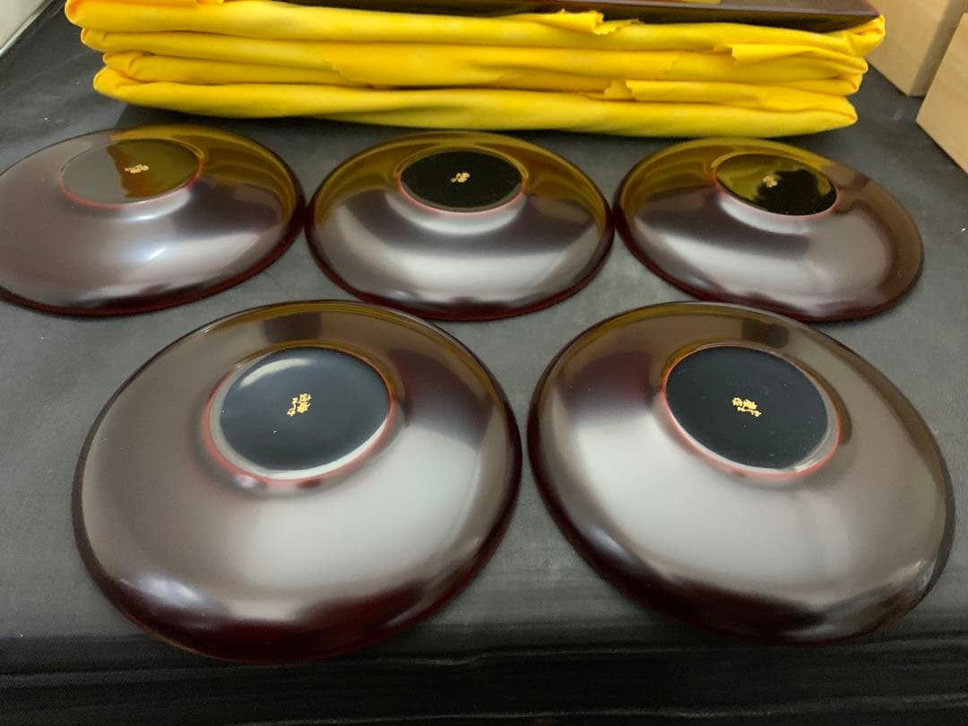 溜塗　輪島塗　慶塚茶托５客