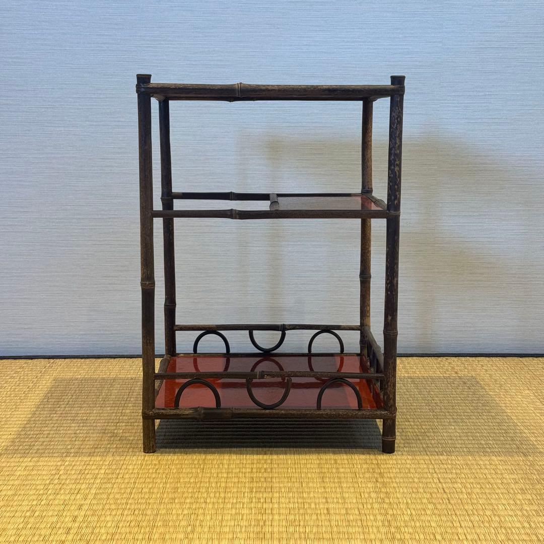 君子棚 斑竹 天然竹 水指棚 茶棚 紙箱 美品 茶道具