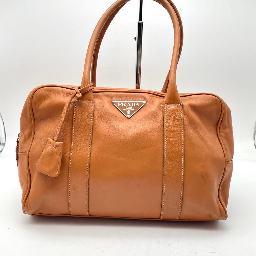 激レア プラダ ハンドバッグ ミニボストン ナッパ レザー オレンジ