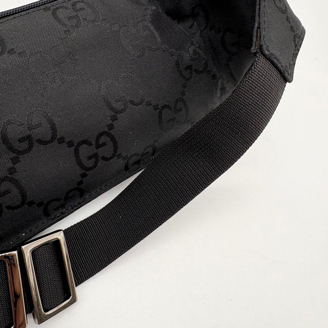 【使用感少】GUCCI グッチ ナイロン GG ウエストバッグ ブラック