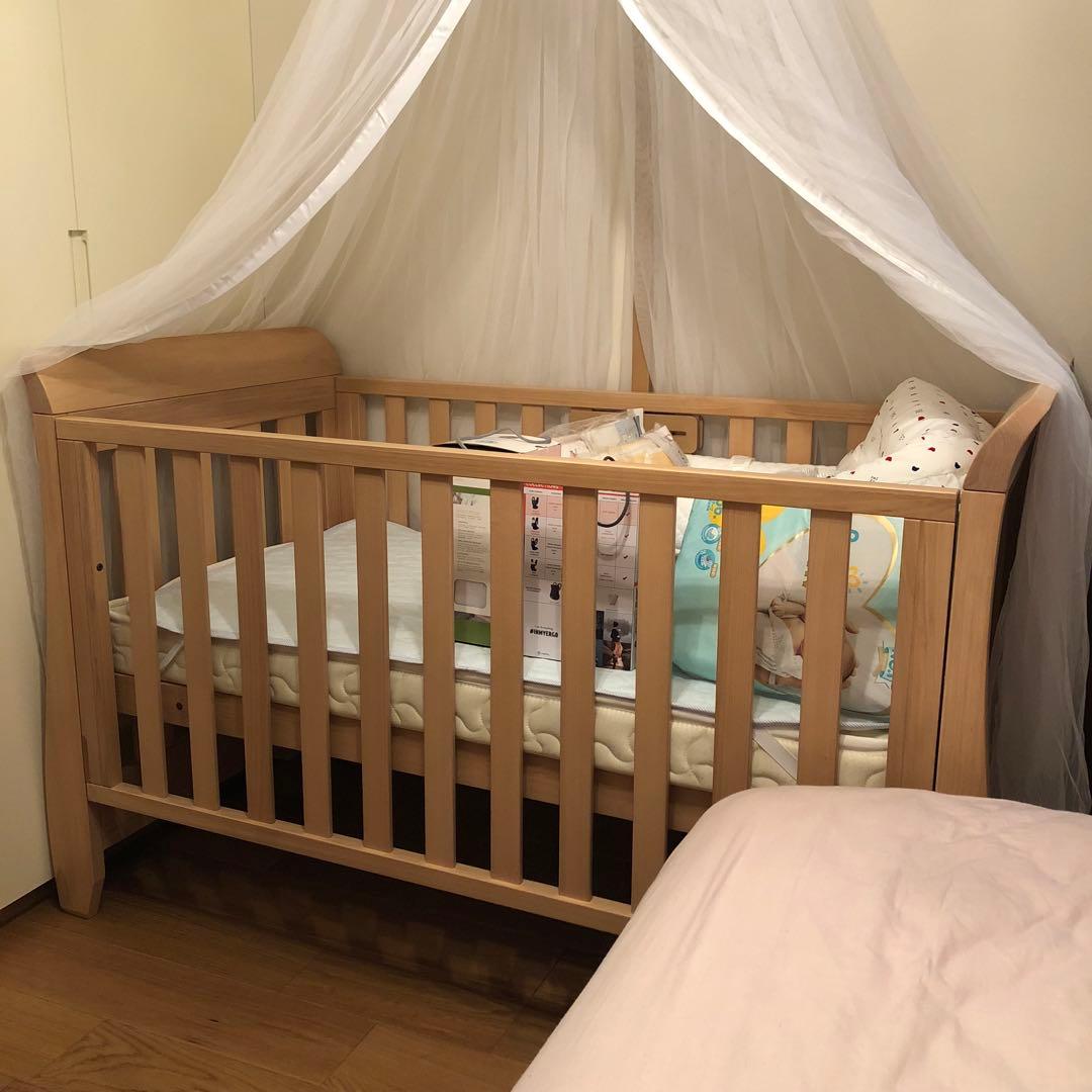 Boori スレイ　ベビーベッド　アーモンド　ベッド下収納付き