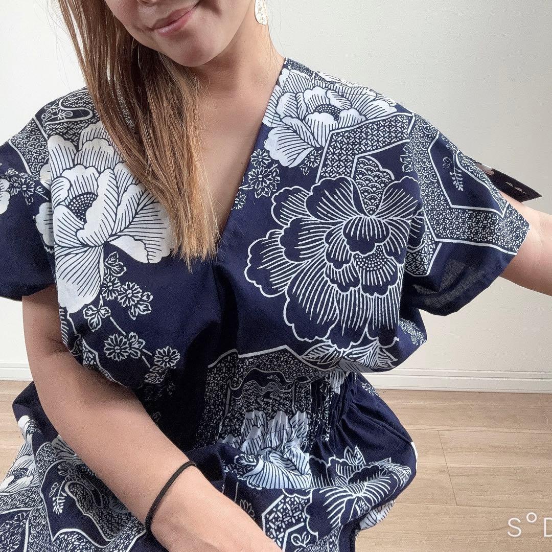 浴衣　リメイク　本染　オリジナル　ワンピhandmade コーマ　古典柄