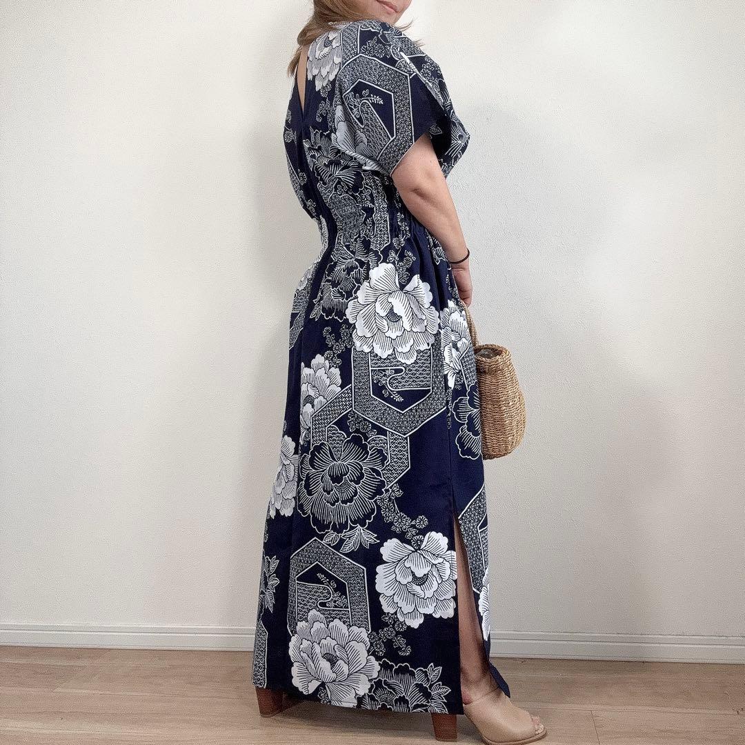 浴衣　リメイク　本染　オリジナル　ワンピhandmade コーマ　古典柄