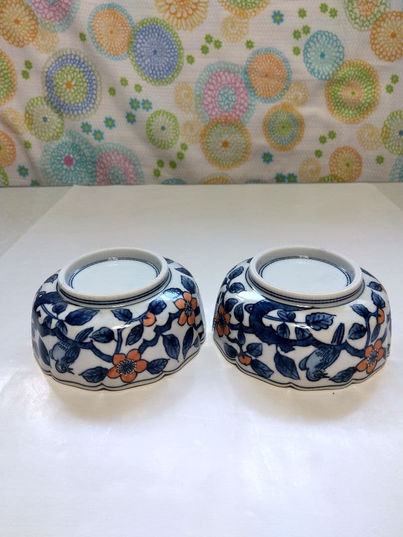 京清水焼輪花彩色浅鉢手がき手引き