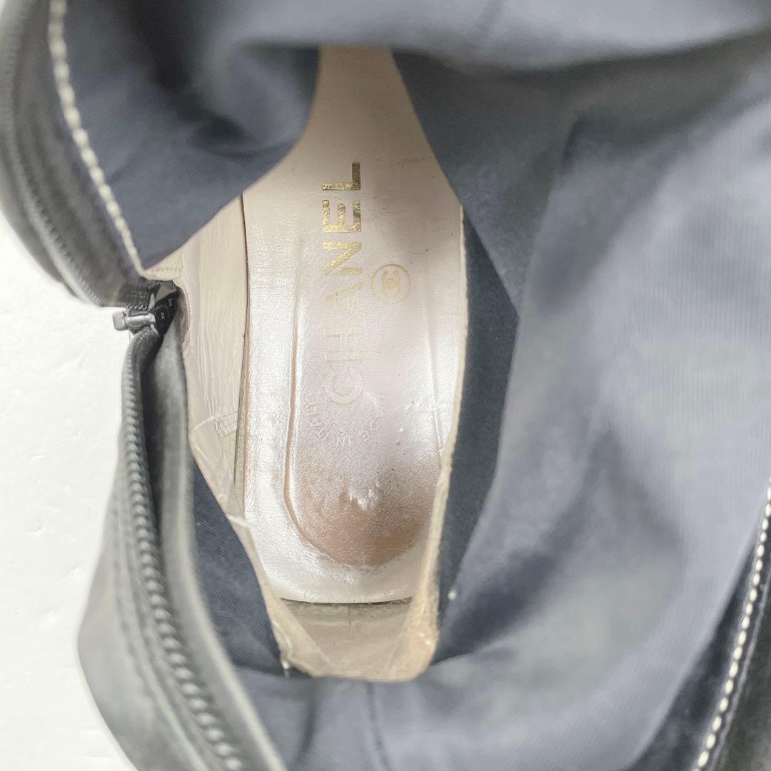 CHANEL シャネル ココマーク ブラックレザー ロングブーツ 39サイズ