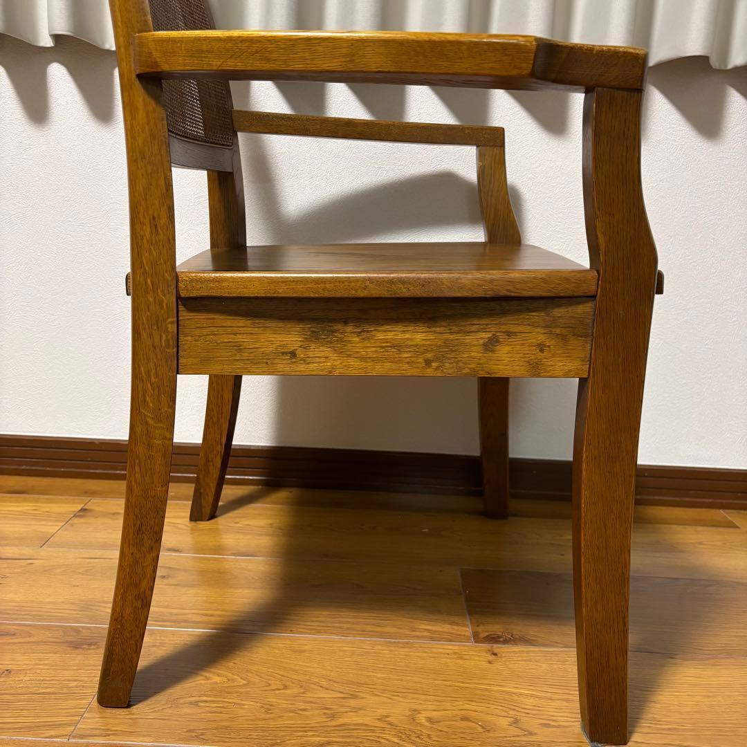 【希少品】浜本工芸　シングルチェア　ダイニングチェア　ラタン　肘掛けあり