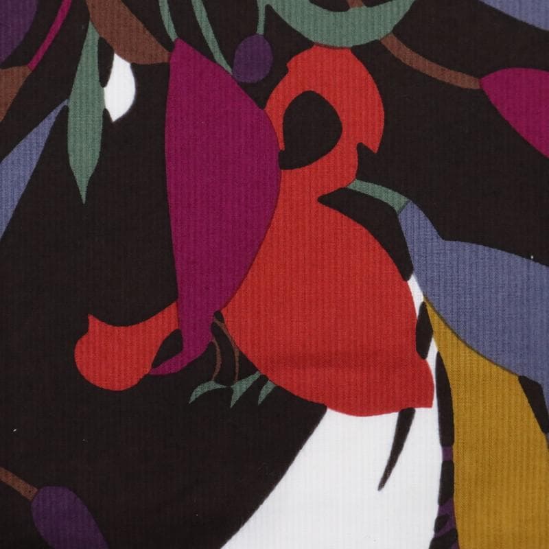 《Miyu★長尺■上質『浴衣』鮮やか花模様モダンアート◆濃黒茶UC9-2》