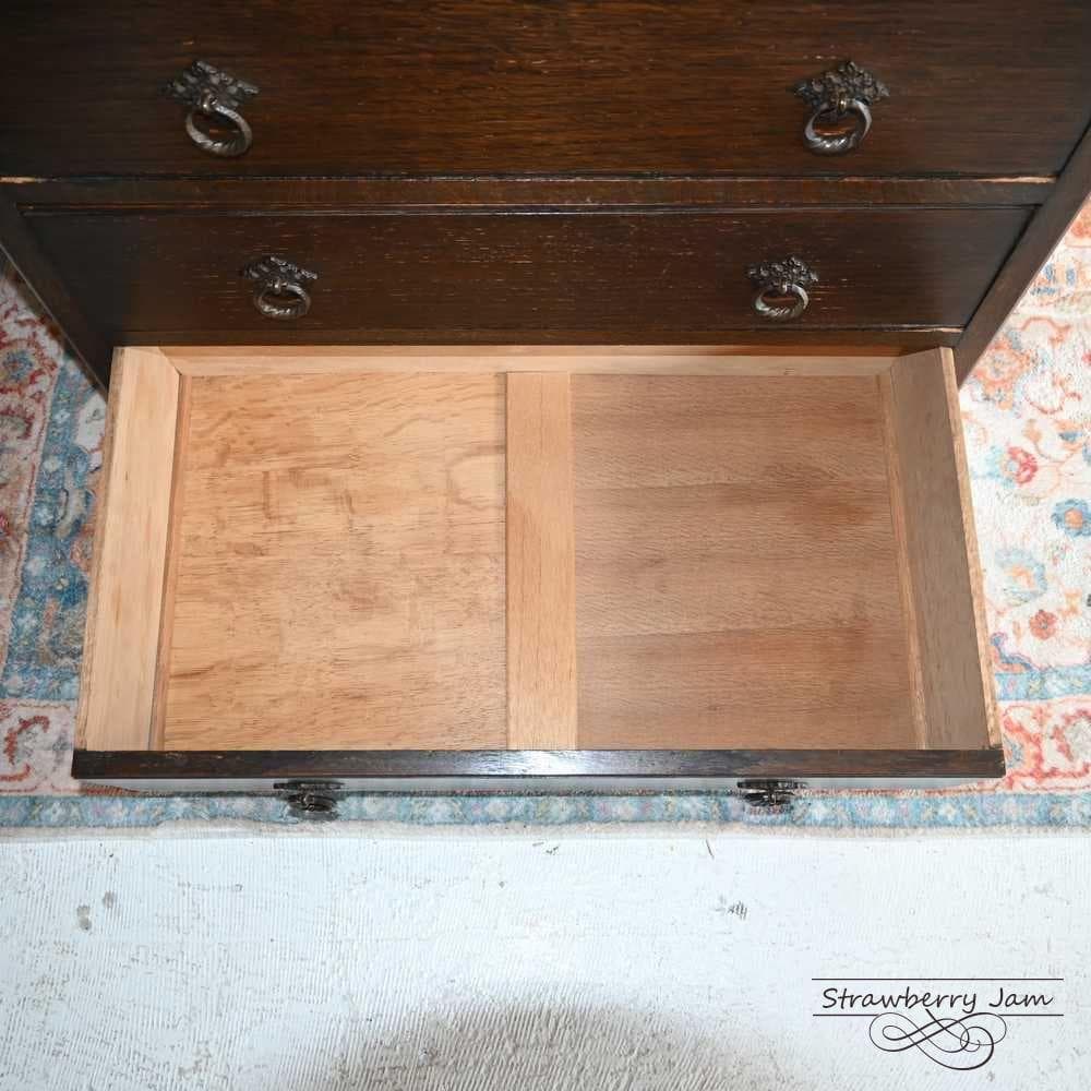 L3710-97 英国アンティーク オーク チェスト 5段 引き出し 収納 什器