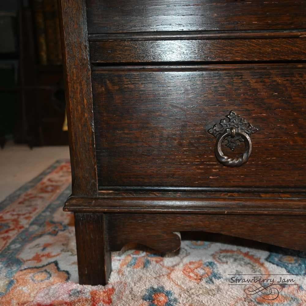 L3710-97 英国アンティーク オーク チェスト 5段 引き出し 収納 什器