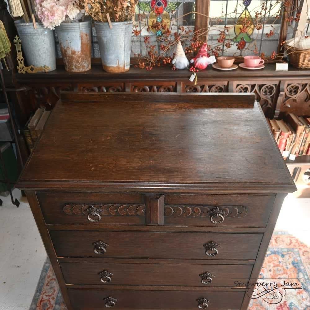 L3710-97 英国アンティーク オーク チェスト 5段 引き出し 収納 什器