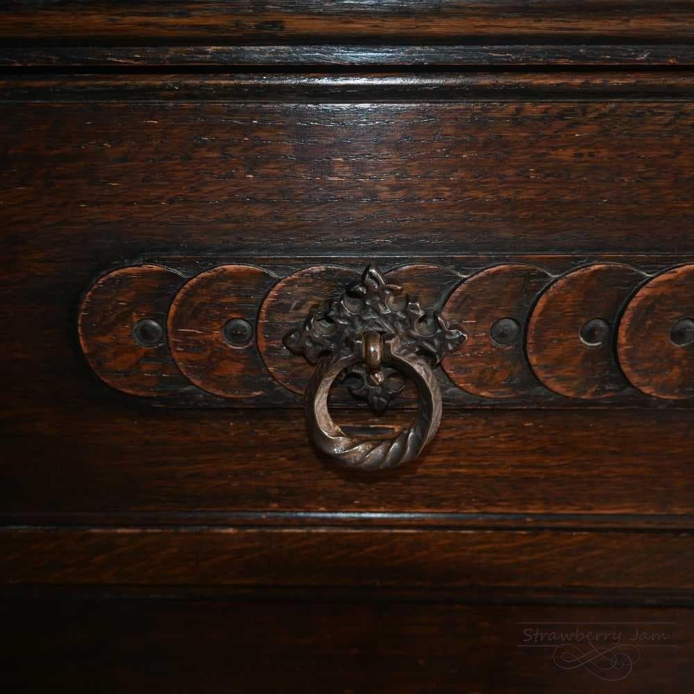 L3710-97 英国アンティーク オーク チェスト 5段 引き出し 収納 什器