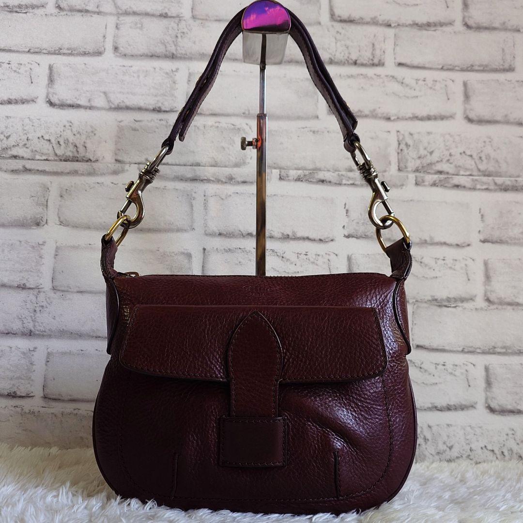 希少 セリーヌ 2way フィービー期 ショルダーバッグ ワンショル 茶 レザー