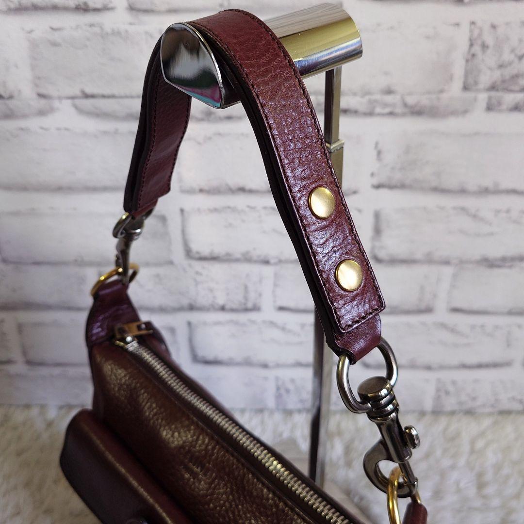 希少 セリーヌ 2way フィービー期 ショルダーバッグ ワンショル 茶 レザー