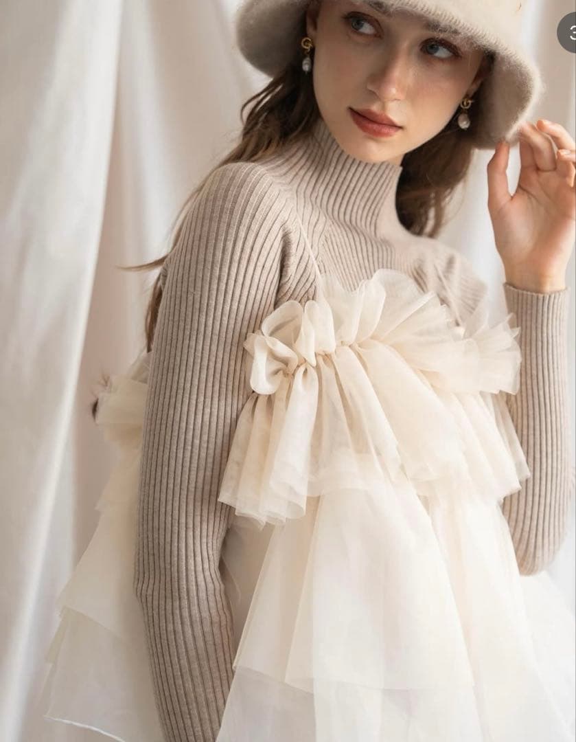 トップス peplum tulle bustier ivory