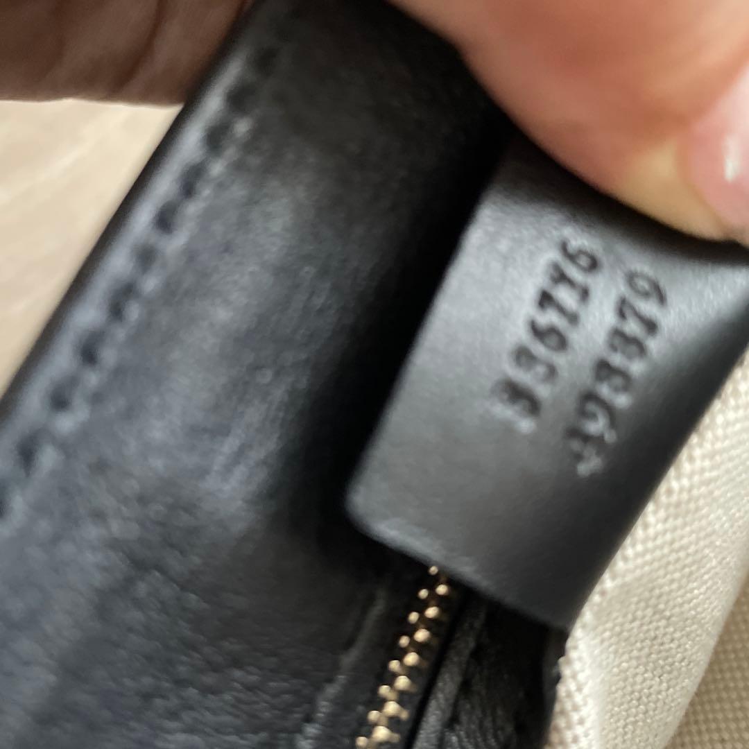 【GUCCI】マイクロGGシマトートバッグ 黒 エナメル