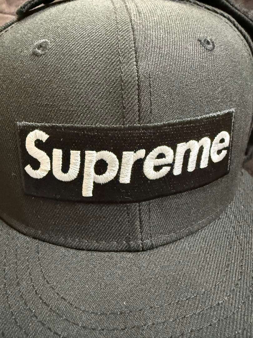 supreme Earflap New Era cap キャップ 黒 7 5/8