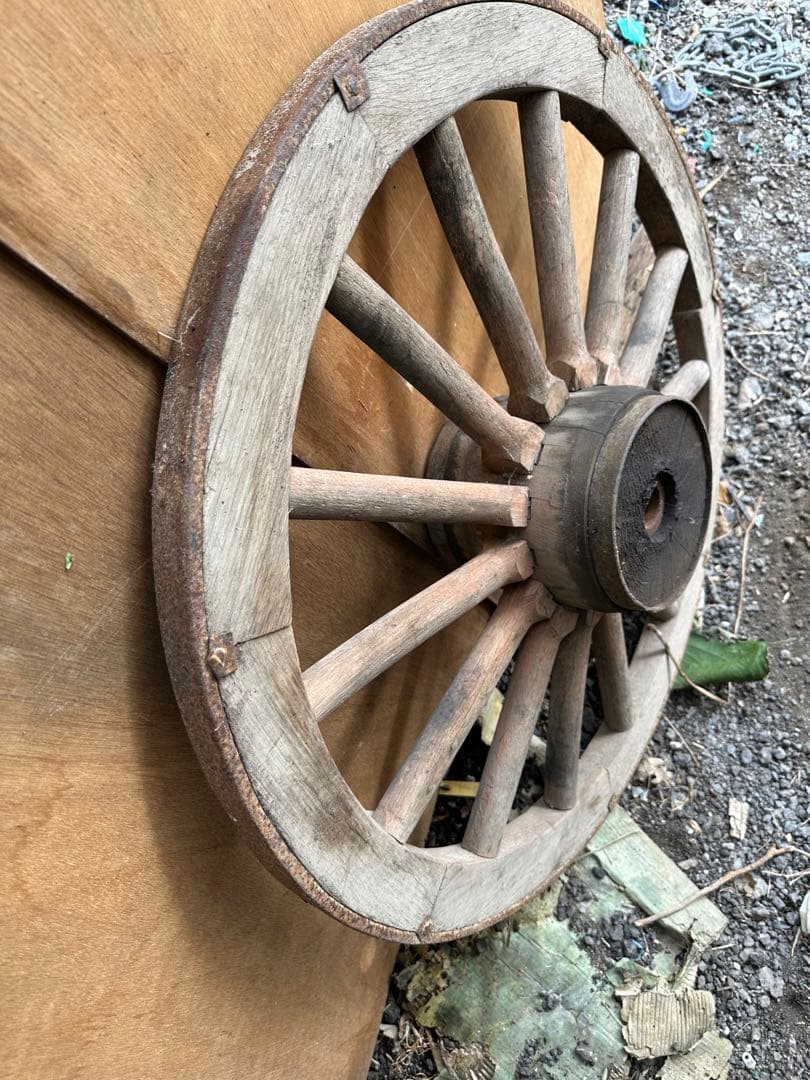 大八車　車輪　古民具　アンティーク　レトロ　ガーデニング