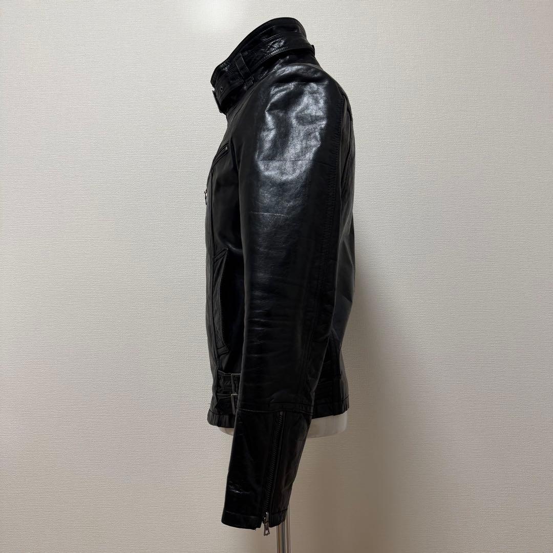 トルネードマート　レザージャケット　シングルライダースジャケット 牛革　黒　L