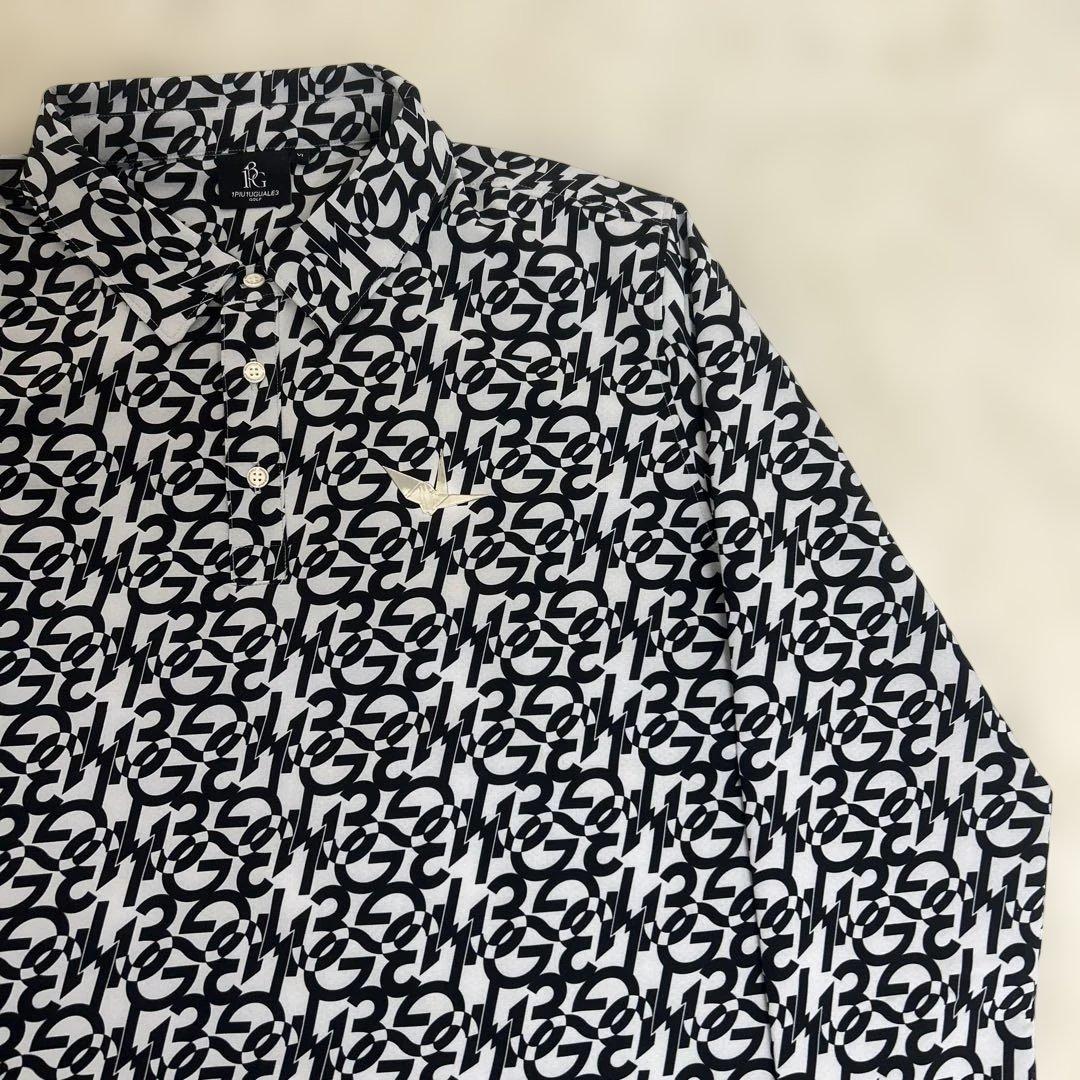 【極美品】piu1uguale3GOLF ロゴ　長袖ポロシャツ　ブラック　6