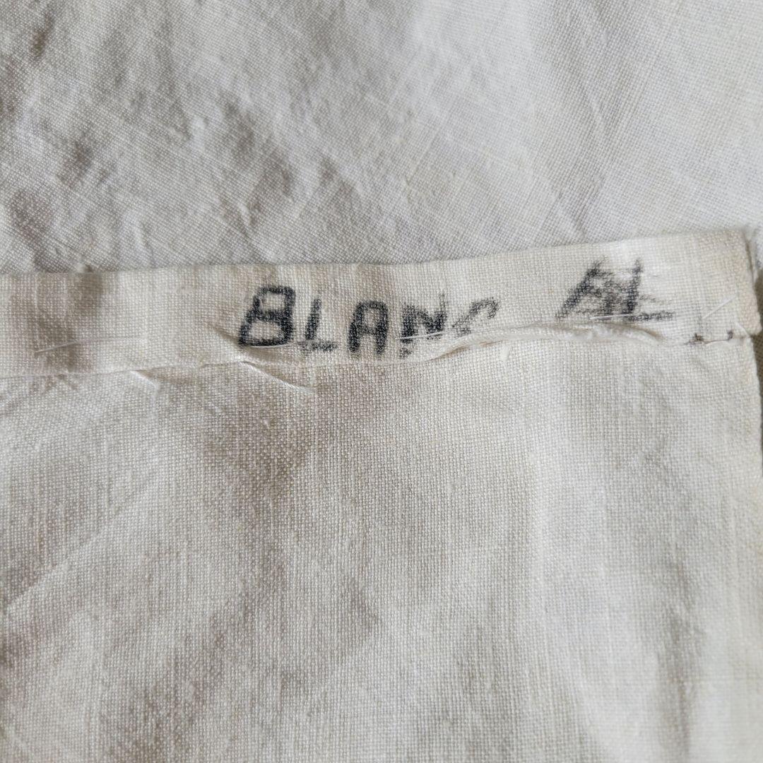 フランス　アンティーク　シーツ　リネン　モノグラムとドット