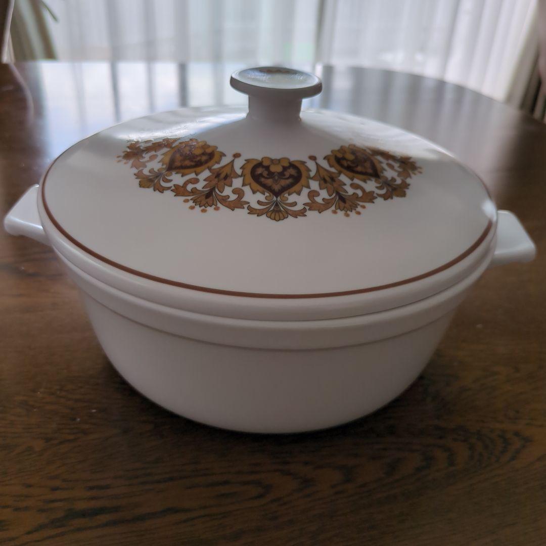 ノリタケチャイナ　北欧柄　progession 　レトロ陶器キャセロール鍋