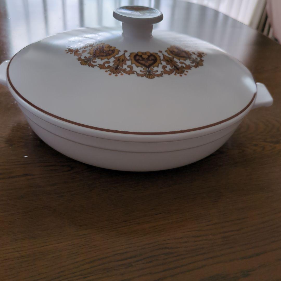 ノリタケチャイナ　北欧柄　progession 　レトロ陶器キャセロール鍋