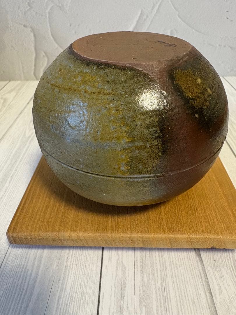 山本陶秀　備前　大海茶入　仕覆付