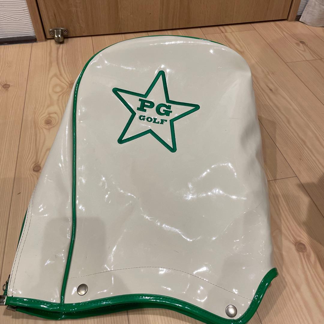 ［美品］PEARLY GATES キャディバッグ エナメル白×緑
