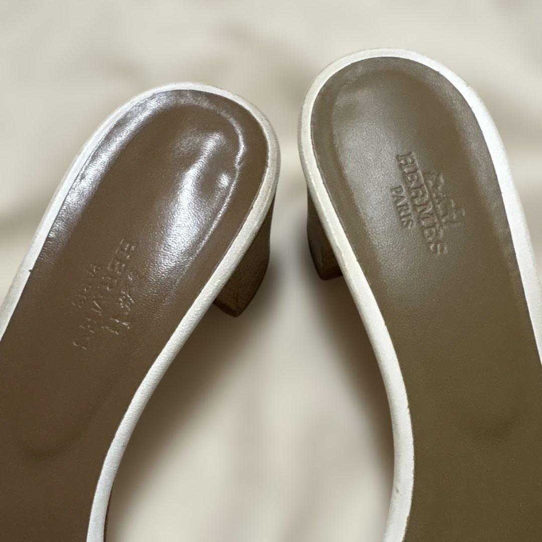 HERMÈS オラン　ホワイトレザーサンダル 39