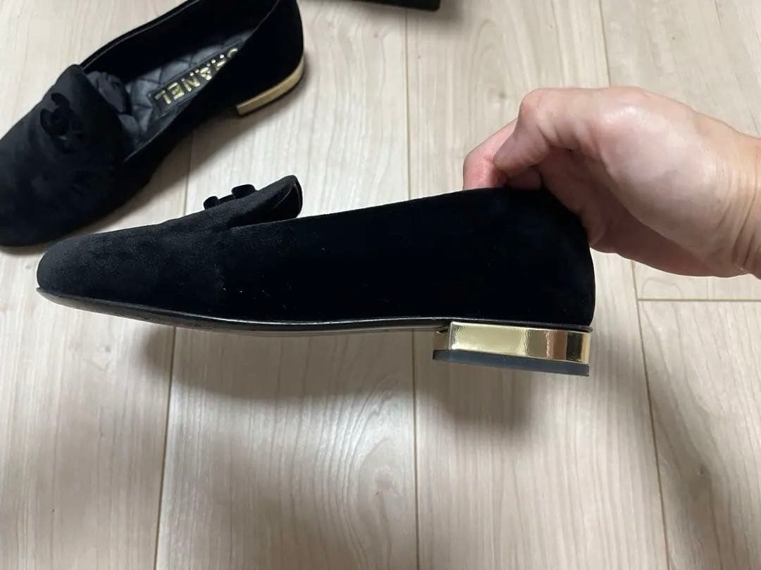 極美品　CHANEL ブラック スエード ローファー　37 シャネル