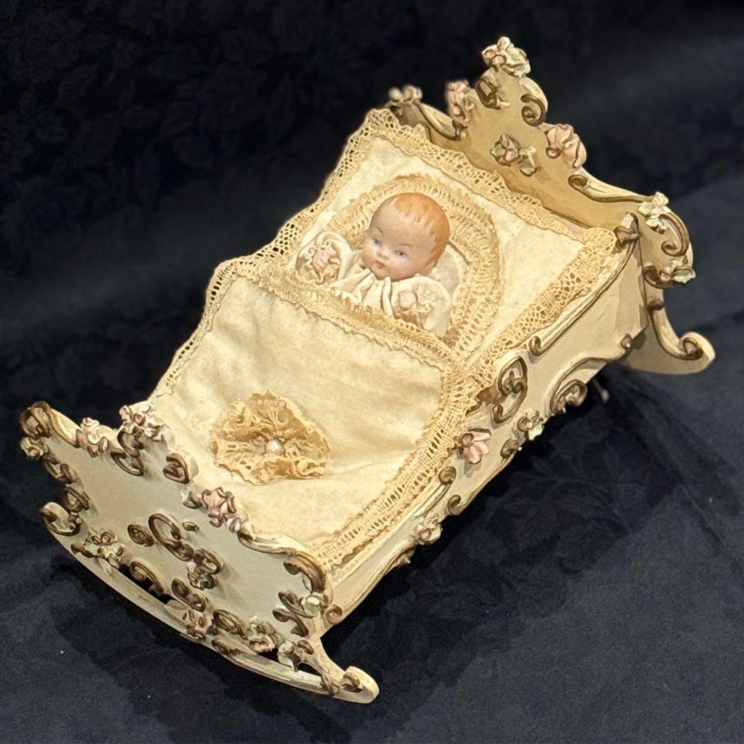 【アンティークReuge社オルゴール】スウィング　ベビーベッド