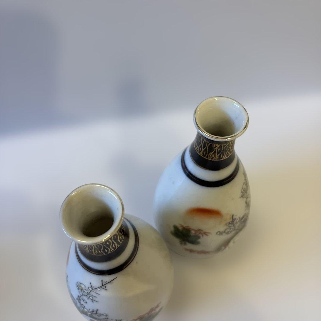 九谷焼 徳利 【4本セット】鶴 松竹梅文 金彩 酒器 底印あり とっくり