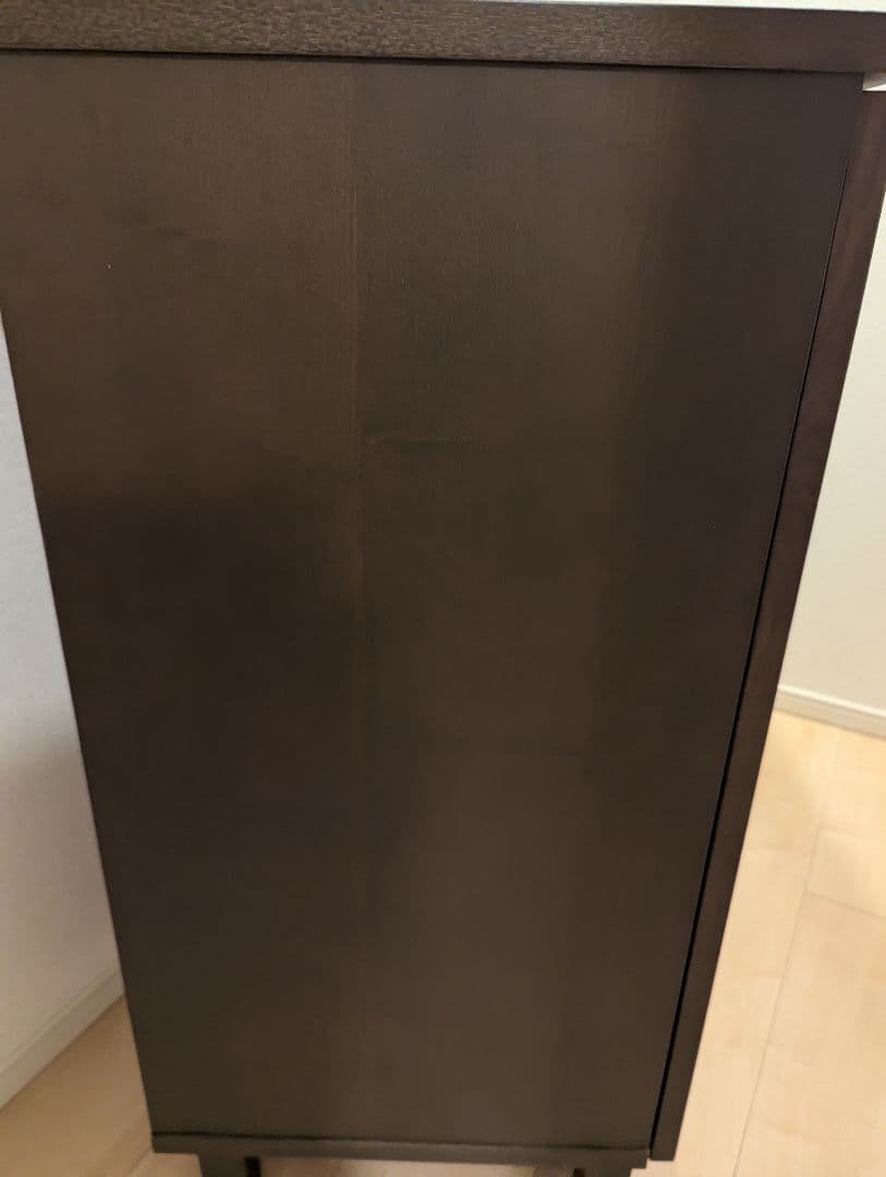 無印良品 ダークブラウン 木製 キャビネ ット ガラス扉 シェルフ