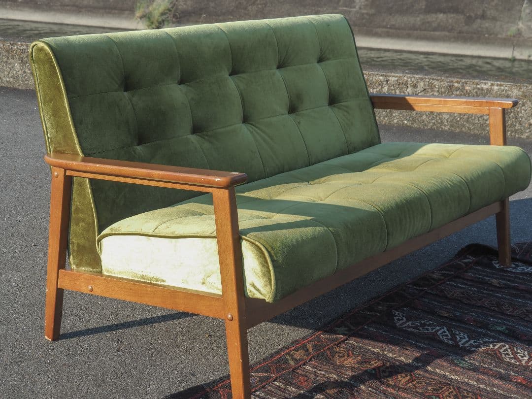 【値引中】モケットグリーン2Pソファ