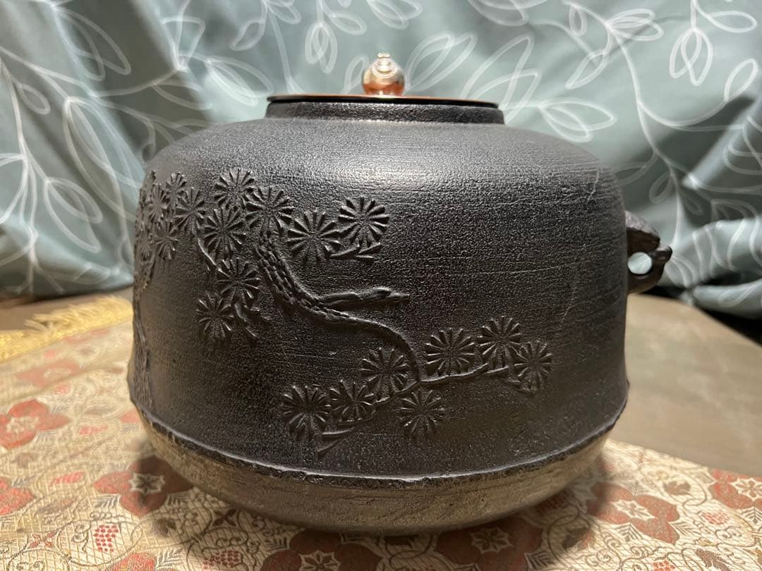 新品 尻張釜 唐松地紋 十二代和田美之助 茶釜