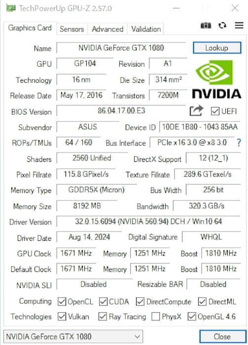 グラフィックボード・グラボ・ビデオカード ASUS NVIDIA GeForce GTX1080 8GB ROG