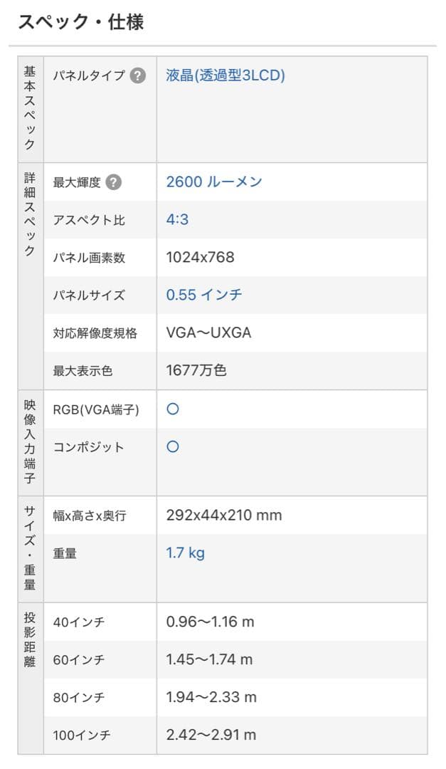 EPSON EB-1750 プロジェクター本体　epson offirio