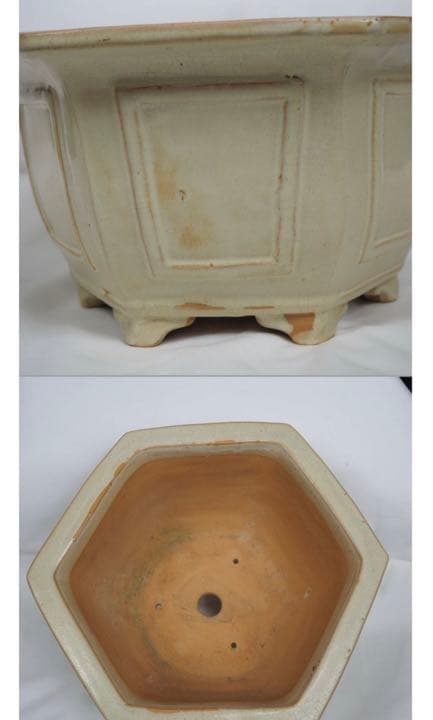 送料無料　民国宜興白泥/段泥大花鉢　『銭建英造』款　幅31.5ｃｍ中国古玩骨董