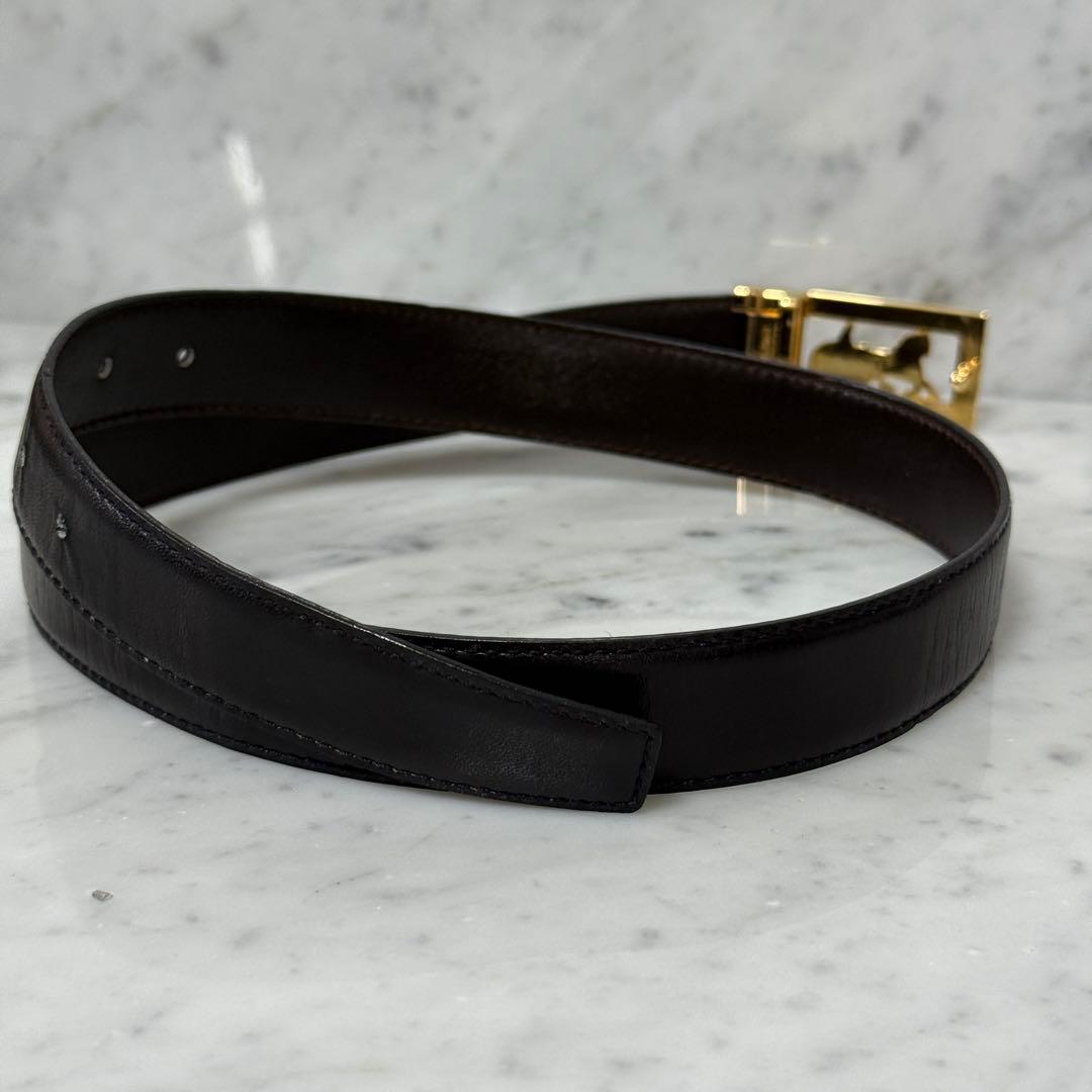 美品 CELINE セリーヌ ベルト 馬車金具 ホース ブラック ゴールド