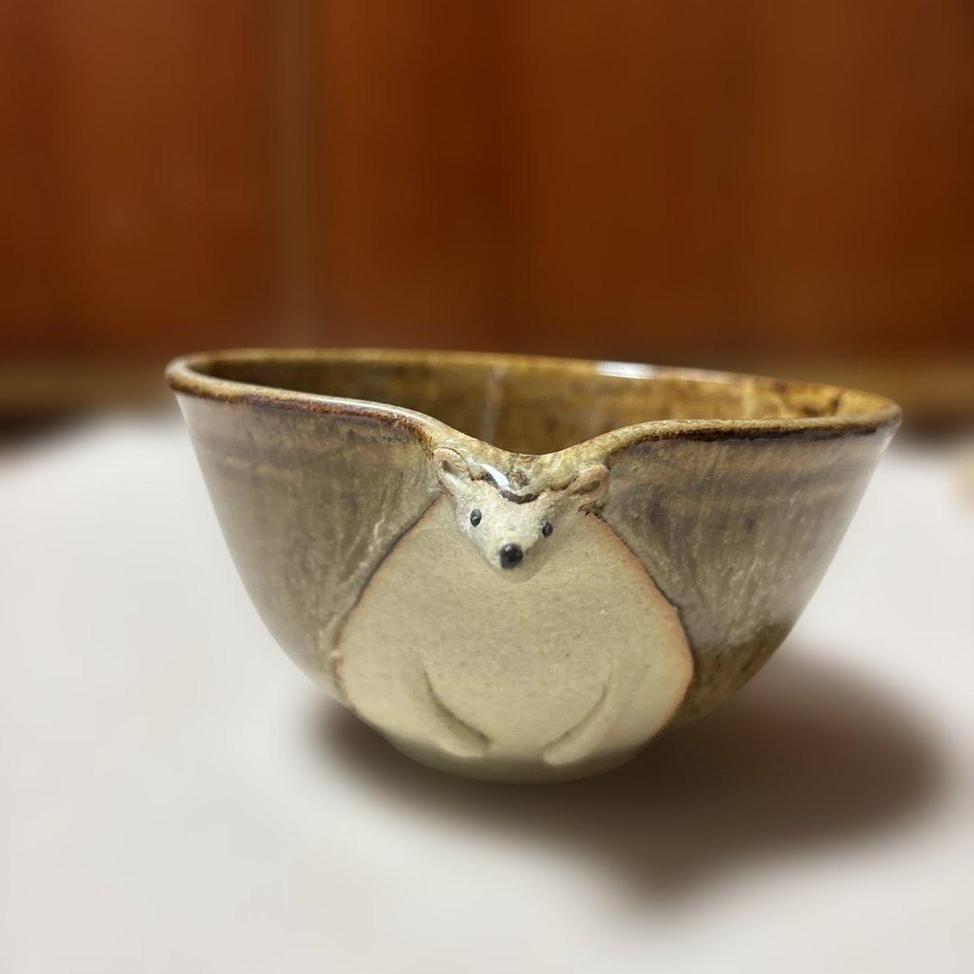 陶芸作家さん　ハリネズミお茶碗と一輪挿し、動物オブジェなど