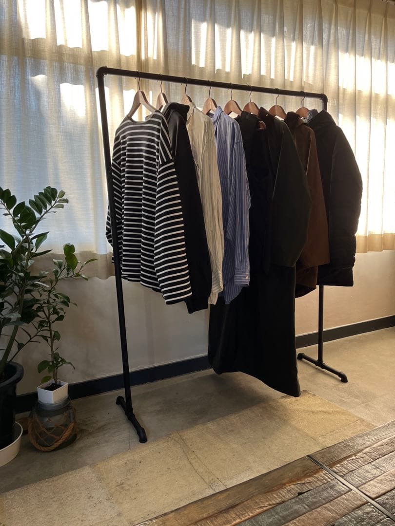 ガス管 ハンガーラック アイアン パイプ 黒 収納 アンティーク レトロ