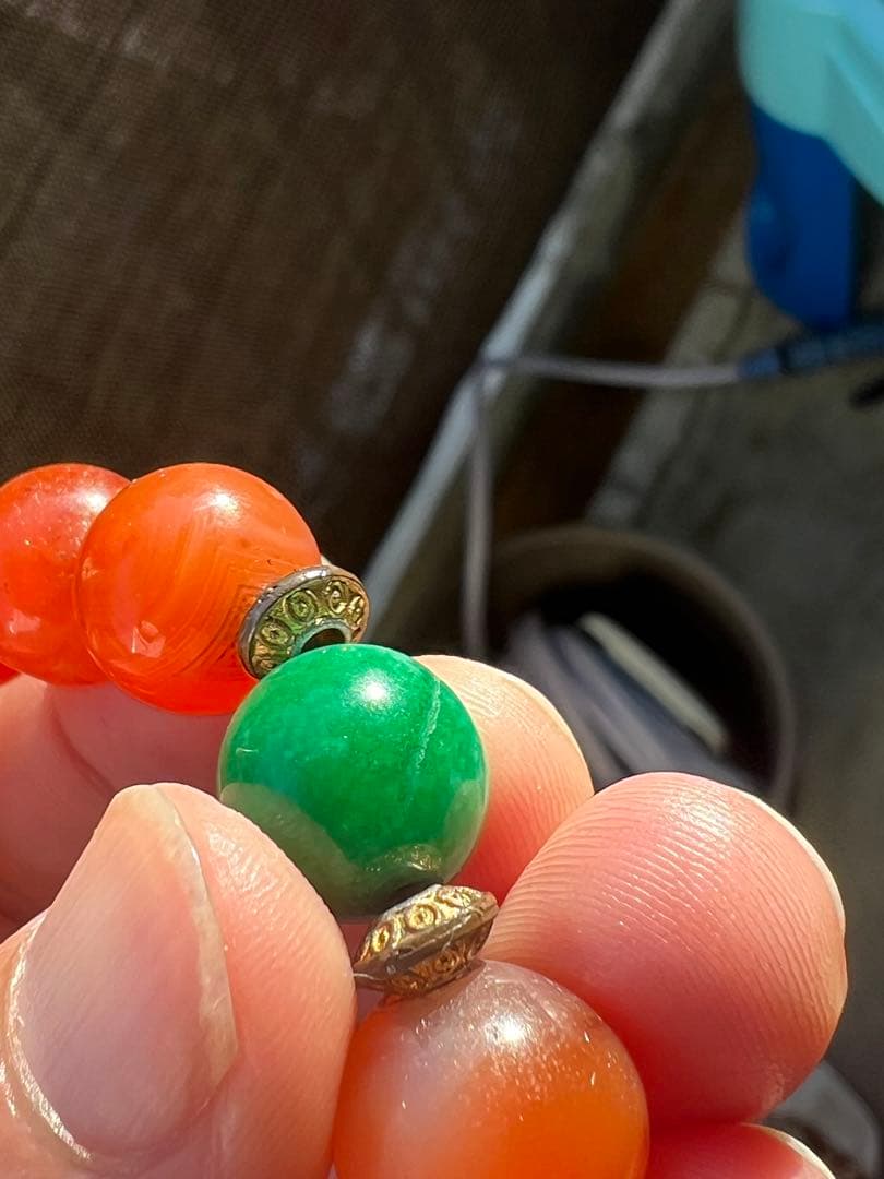 アンティーク瑪瑙と翡翠ブレスレット！男女問わず^_^
