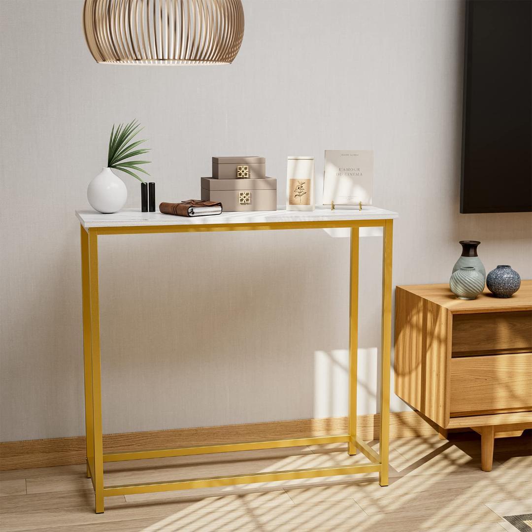 コンソールテーブル カウンターサイドスリム 玄関 大理石柄