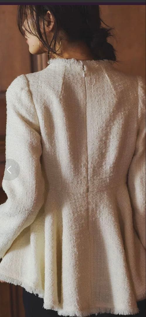 アニュアンス　ツイードペプラムブラウス　ホワイト2