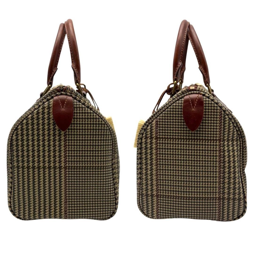 ポロラルフローレン ミニボストンバッグ 2way PVC 千鳥格子柄　ブラウン