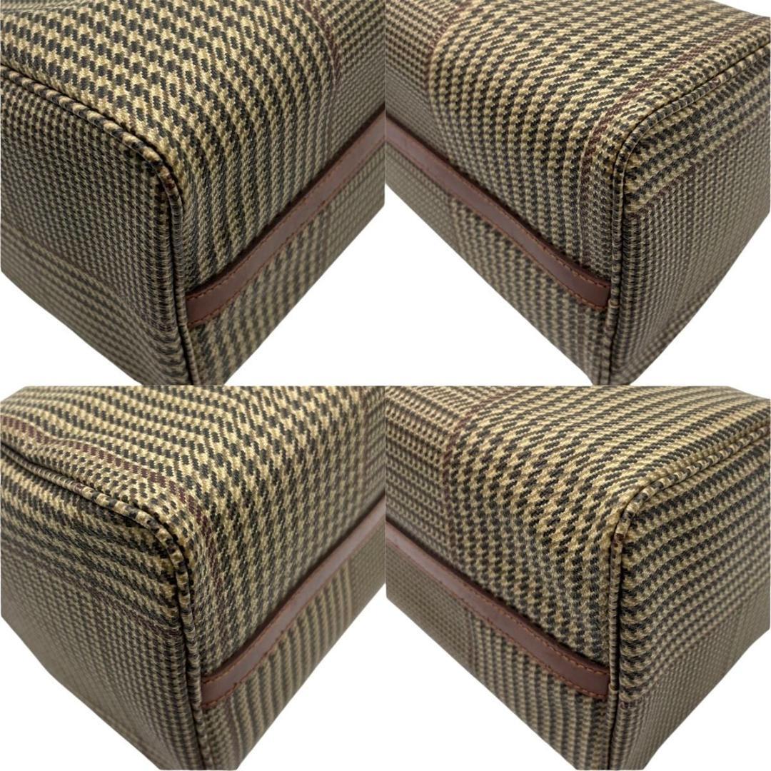 ポロラルフローレン ミニボストンバッグ 2way PVC 千鳥格子柄　ブラウン