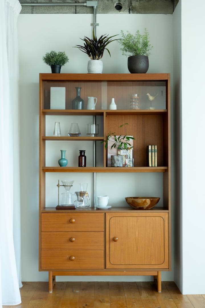 ルームディバイダー　ミッドセンチュリー　ナチュラルウッドシェルフ