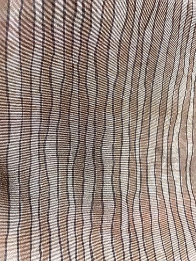 極上 三眠蚕 花唐草の地紋に縞の染め 小紋 残布